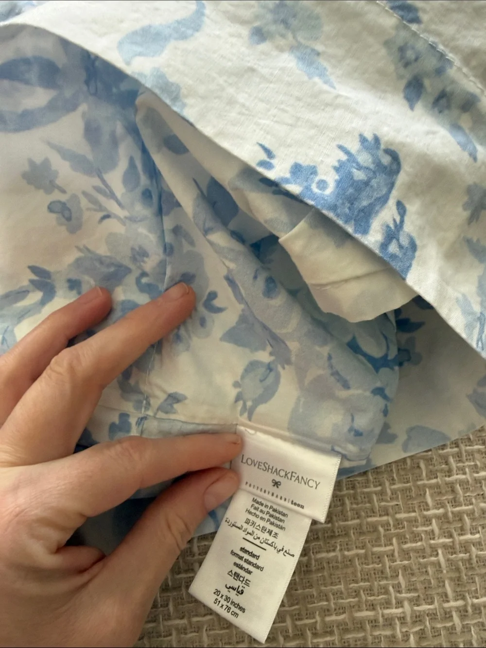 Pottery barn teen LoveShackFancy Blue Floral twin top sheet, sham, + euro